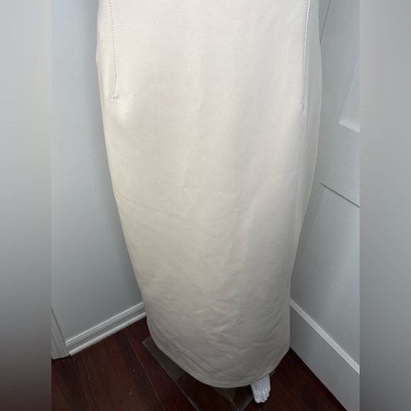 Donna Karan NWT Cream Halter Sheath Midi Cross back Dress - Picture 7 of 10